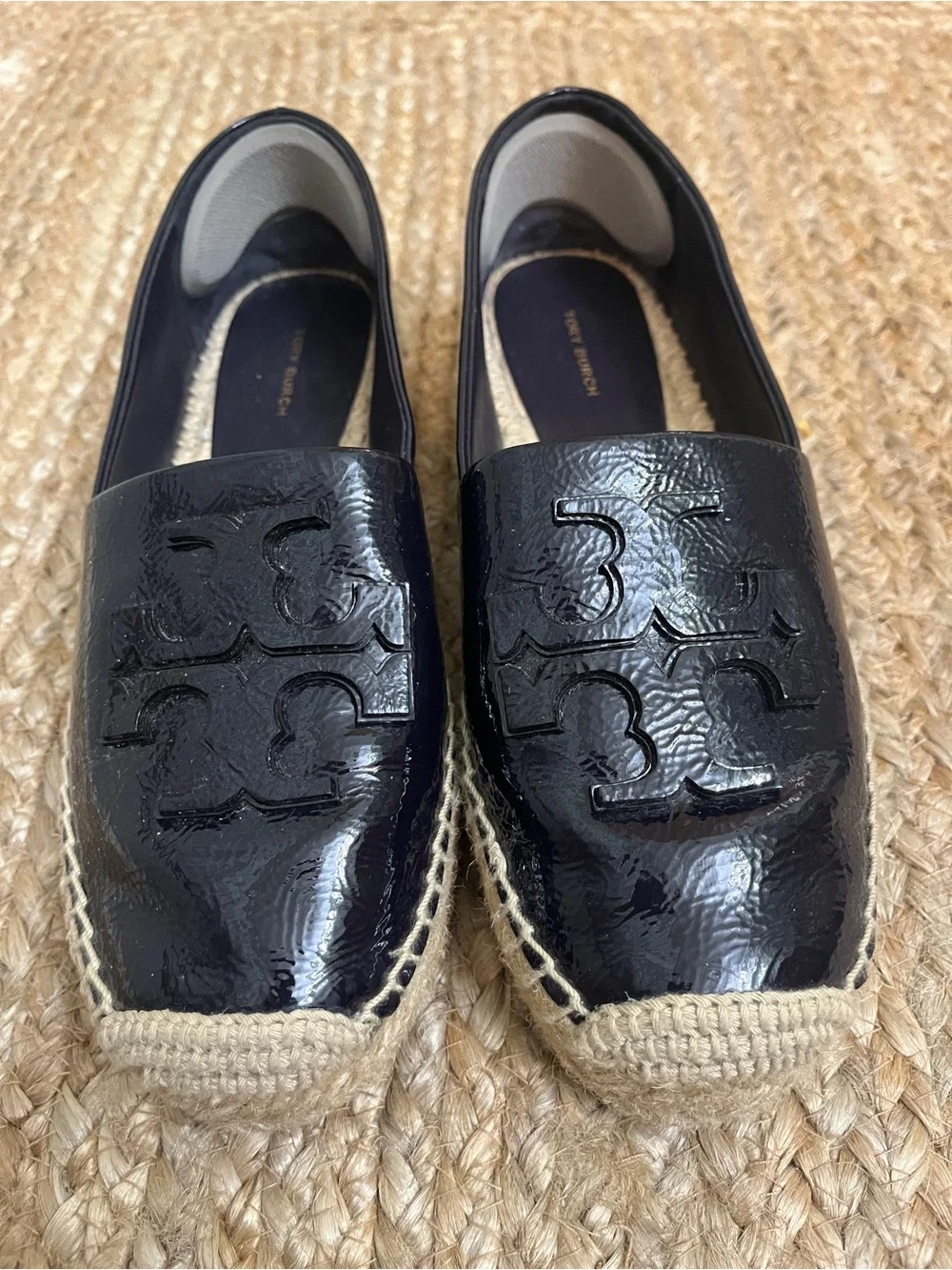 Sz 9 Tory Burch Purple Patent Leather Ines Espadrille Flats